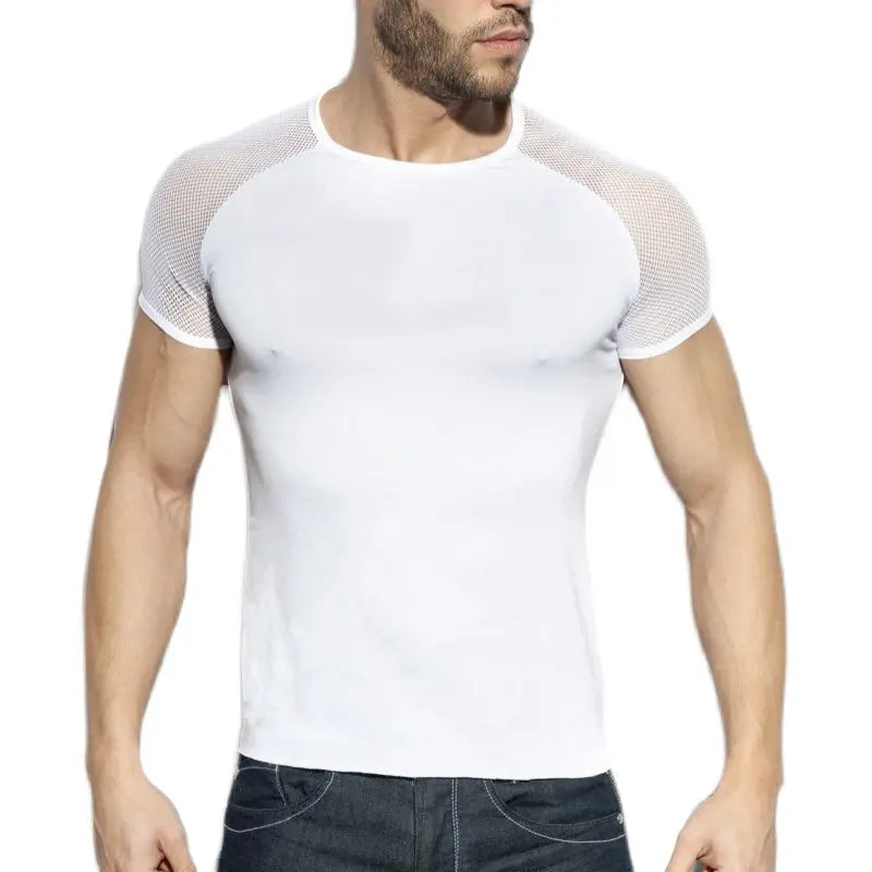 Mesh Shoulder Crew Neck Go Kink