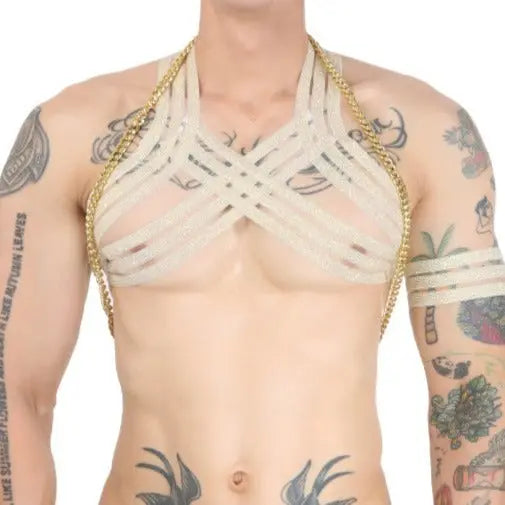 Elastic Chest Harness with Chain Go Kink