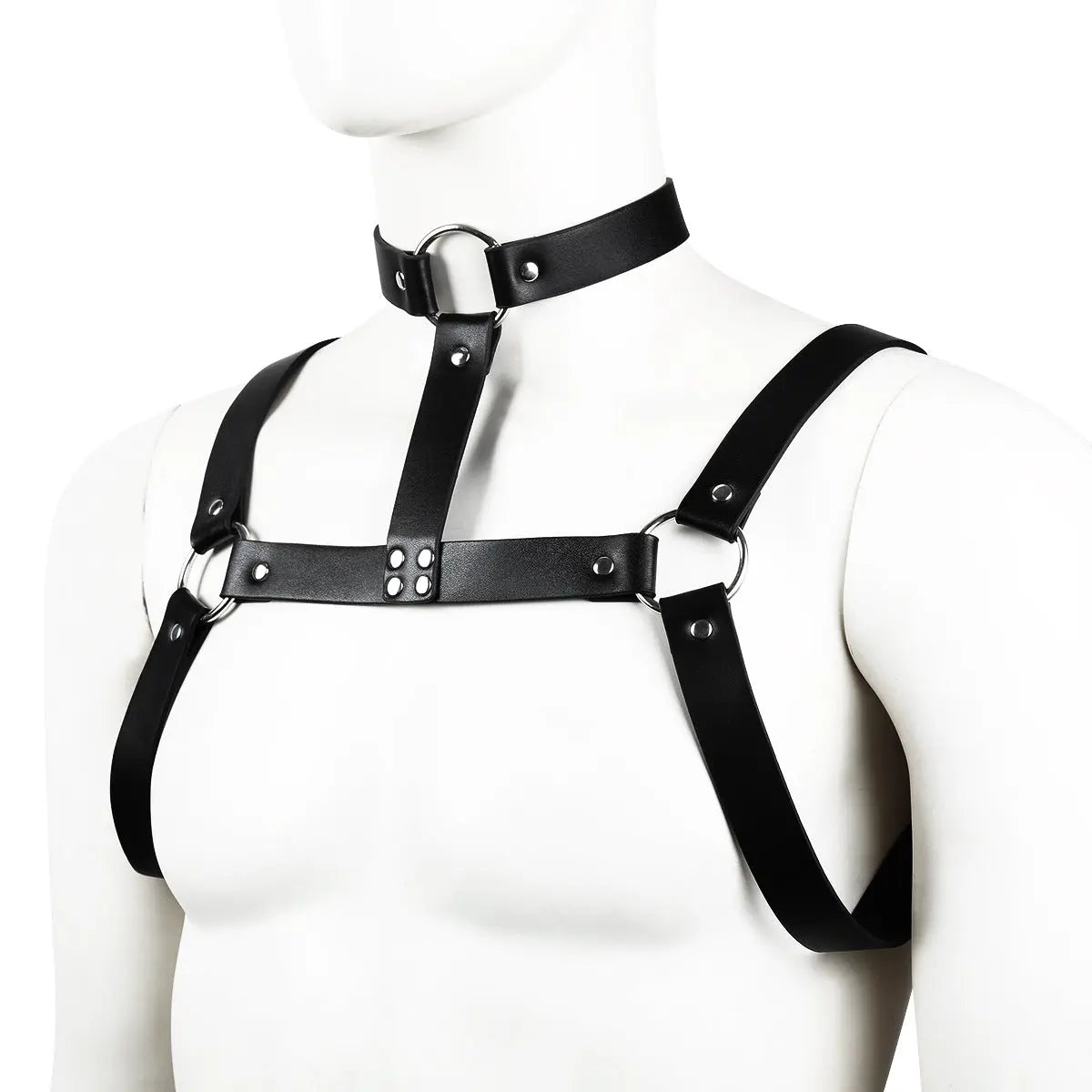 Leather Chest and Neck Harness Go Kink