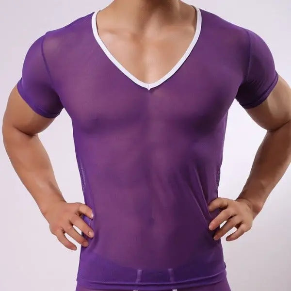 Mesh V-Neck Top Go Kink