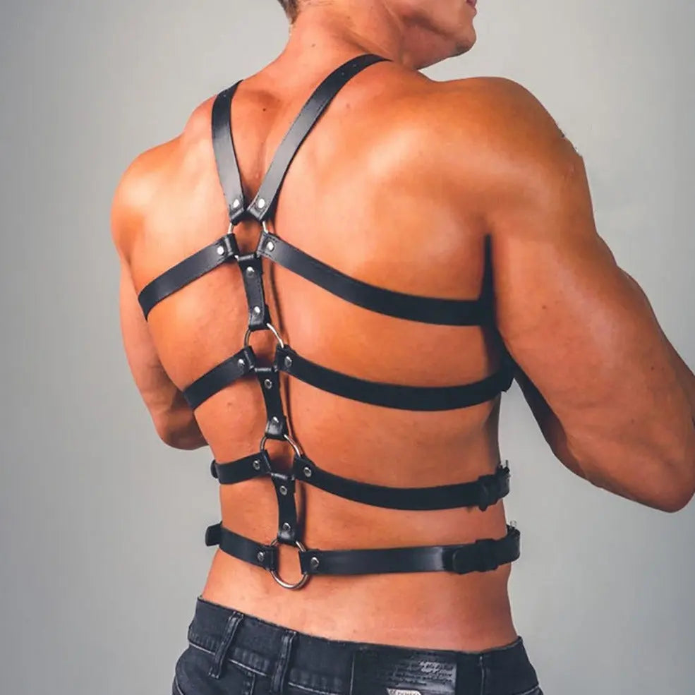 Men's Leather Bondage Harness - Go Kink!