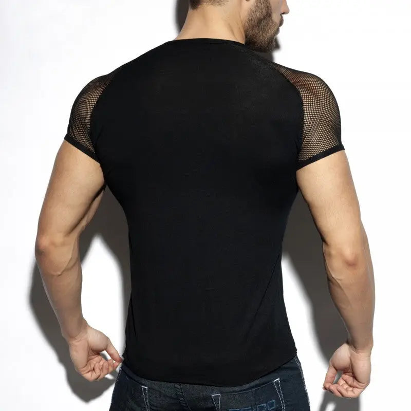 Mesh Shoulder Crew Neck Go Kink