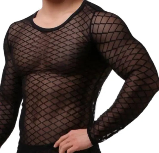 Long Sleeve Mesh Top Go Kink