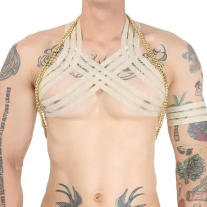 Elastic Chest Harness with Chain Go Kink