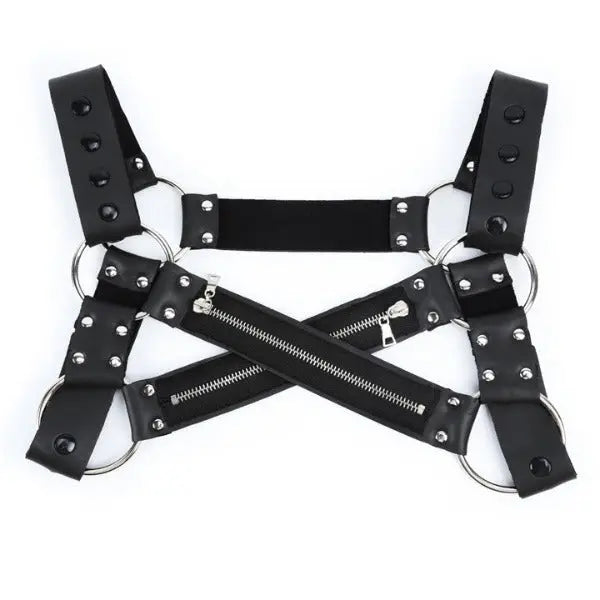 Chest Harness with Zippers Go Kink