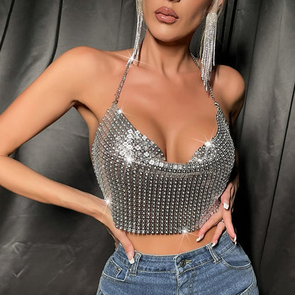 Metal Sequined Halter Top