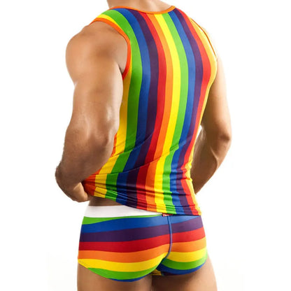 Rainbow Stripe Tank & Shorts Go Kink