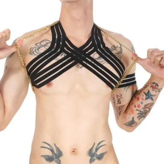 Elastic Chest Harness with Chain Go Kink