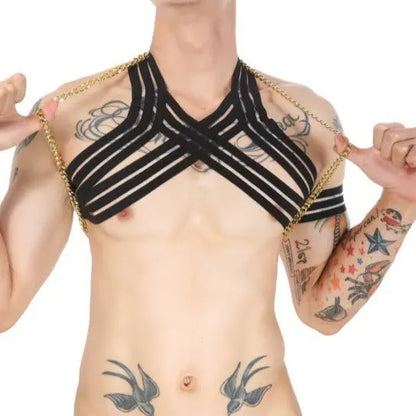 Elastic Chest Harness with Chain Go Kink
