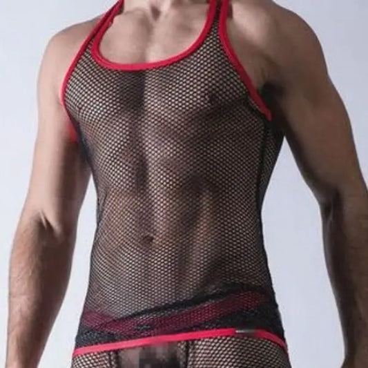 Mesh Vest - Black and Red Go Kink