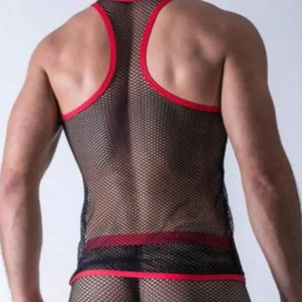 Mesh Vest - Black and Red Go Kink