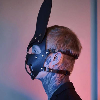 Black Leather Rabbit Ear Mask