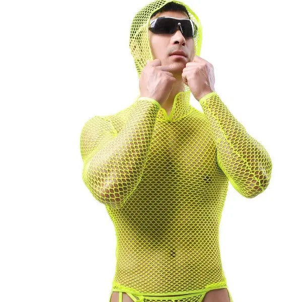 Long Sleeve Mesh Vest With Hood Go Kink