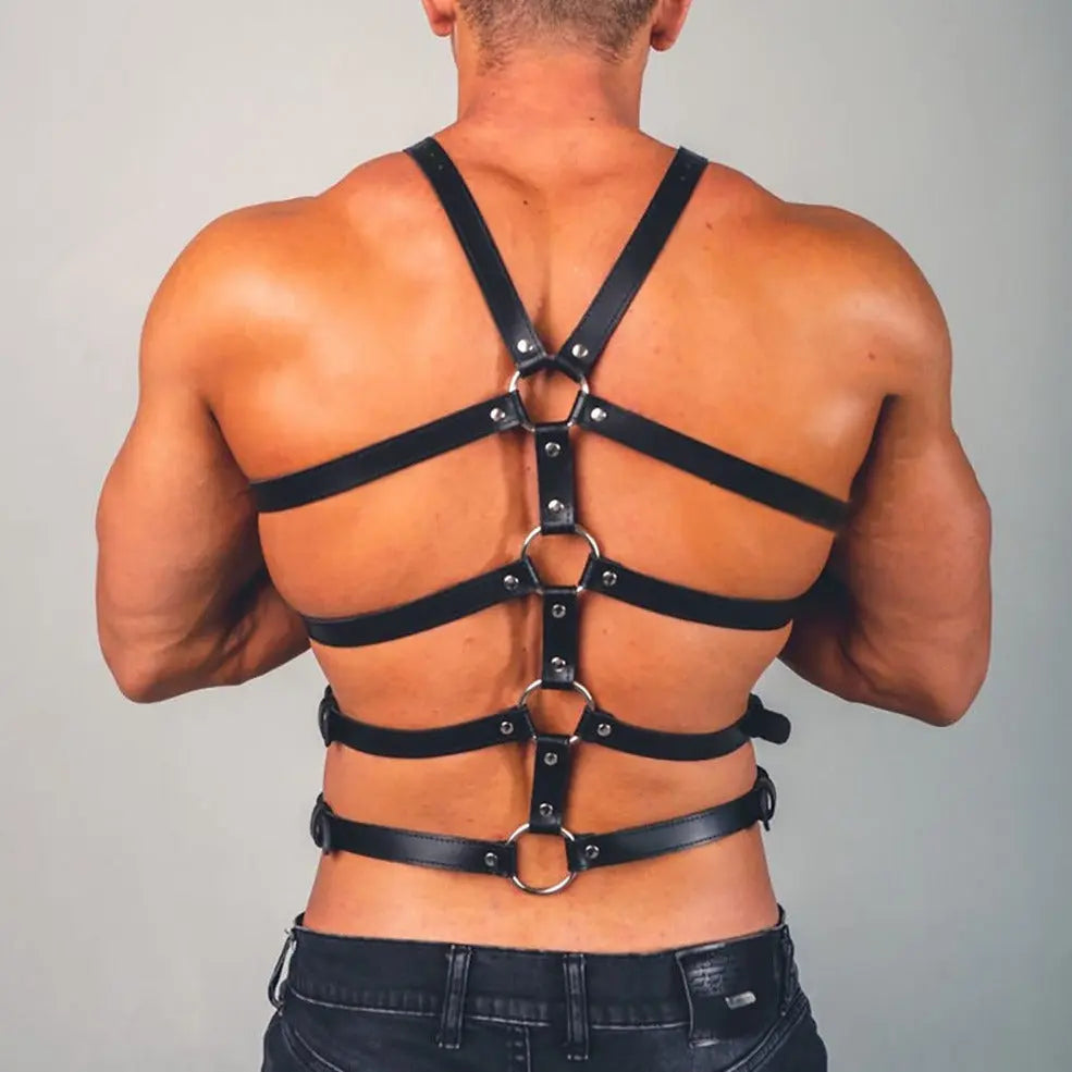 Men's Leather Bondage Harness - Go Kink!