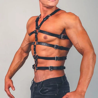 Men's Leather Bondage Harness - Go Kink!