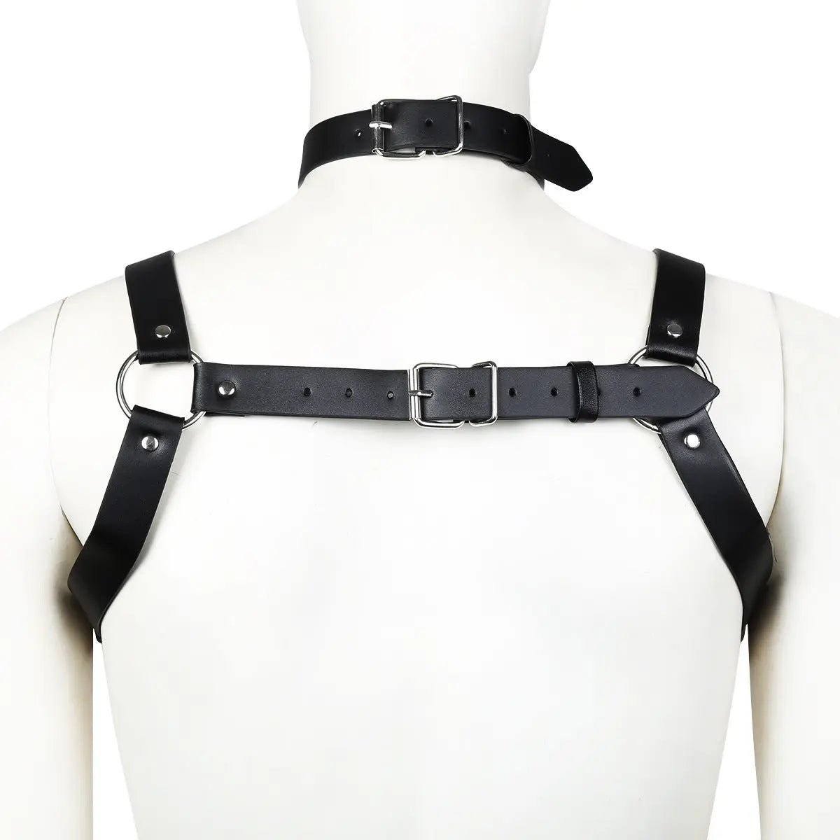 Leather Chest and Neck Harness Go Kink