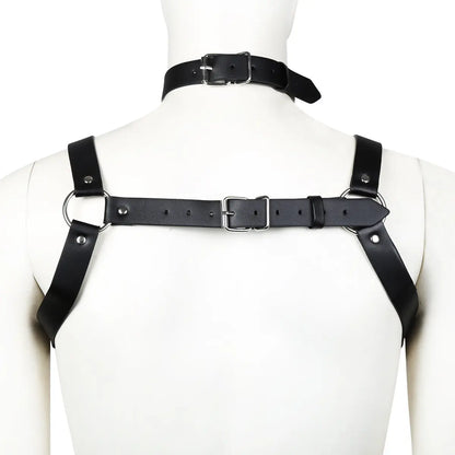 Leather Chest and Neck Harness Go Kink