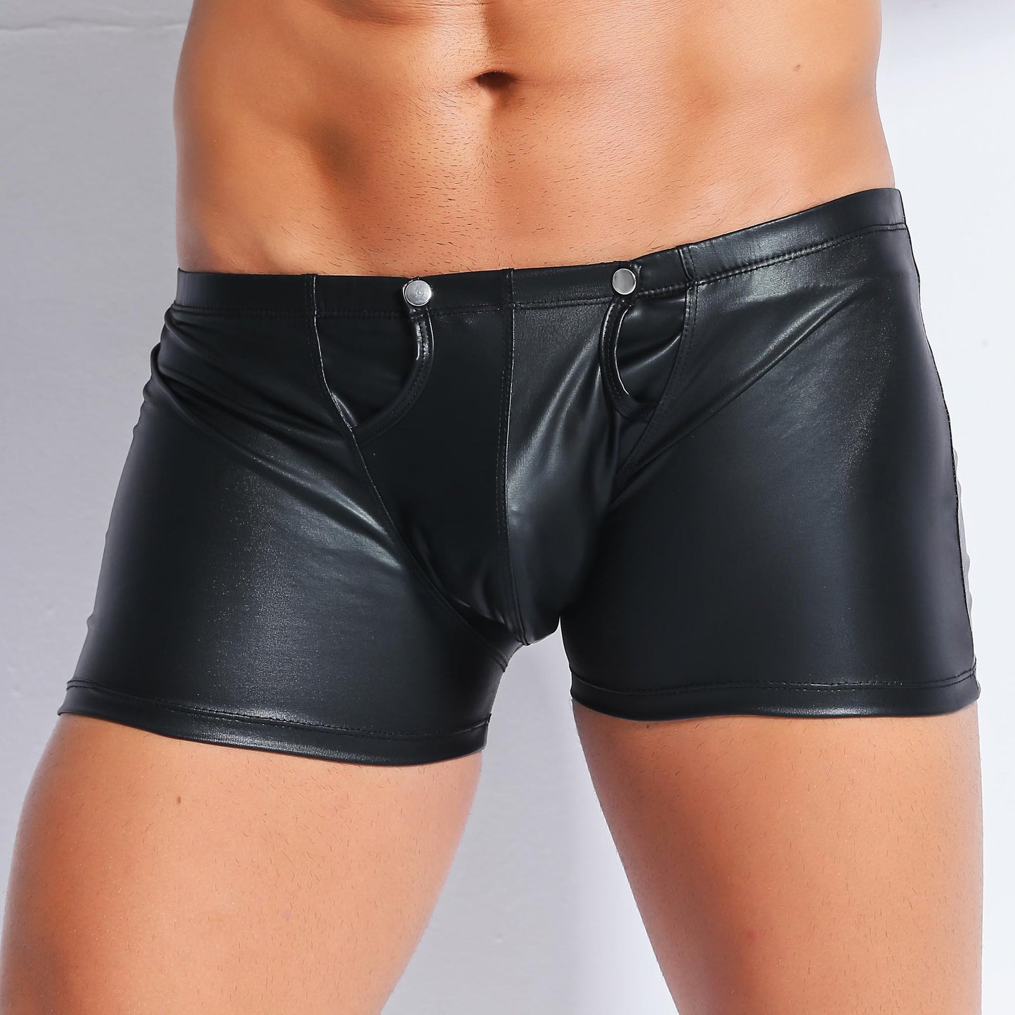 Men's Zipper Patent Leather Shorts