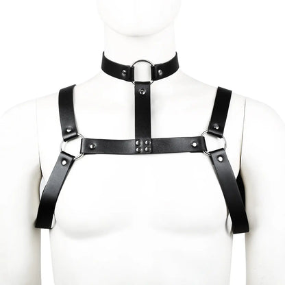 Leather Chest and Neck Harness Go Kink