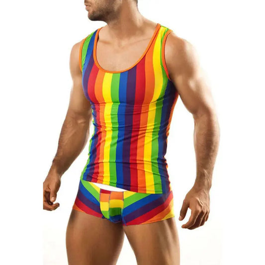 Rainbow Stripe Tank & Shorts Go Kink